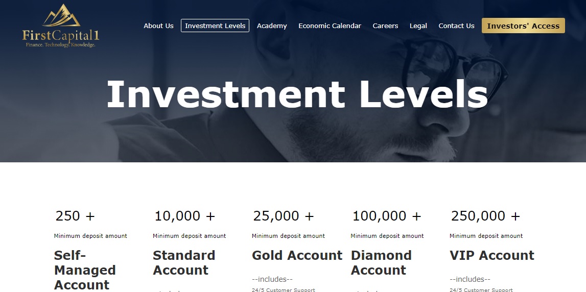 FirstCapital1 Investment Levels Accounts