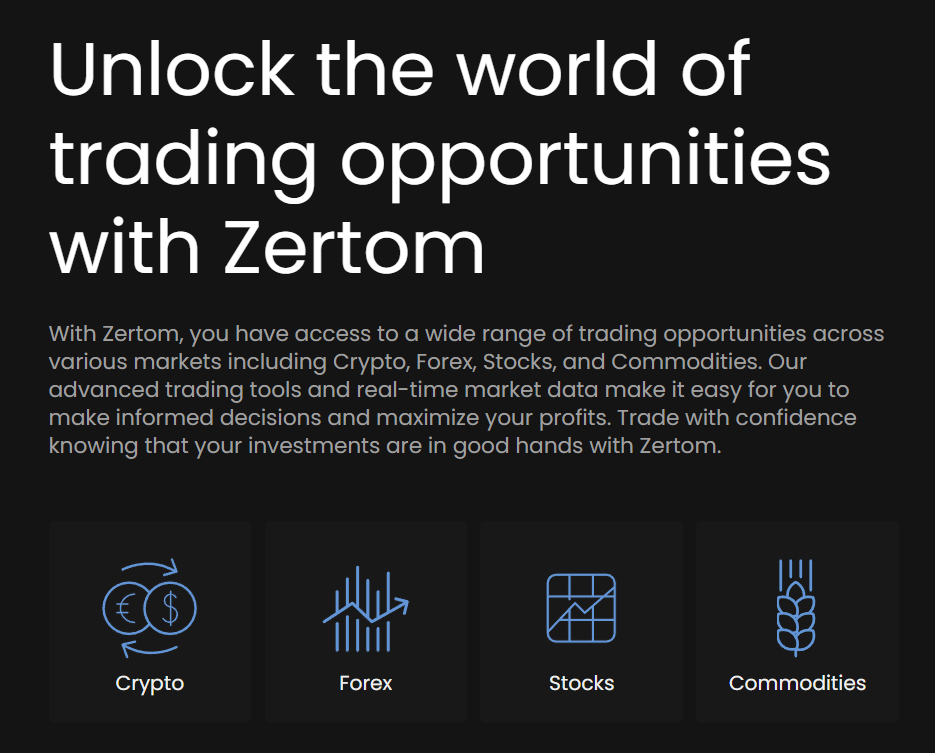 Zertom trading assets