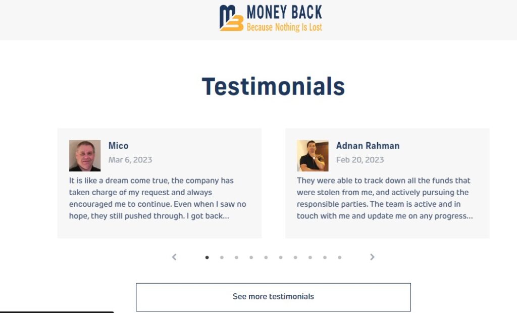 Money Back Testimonals