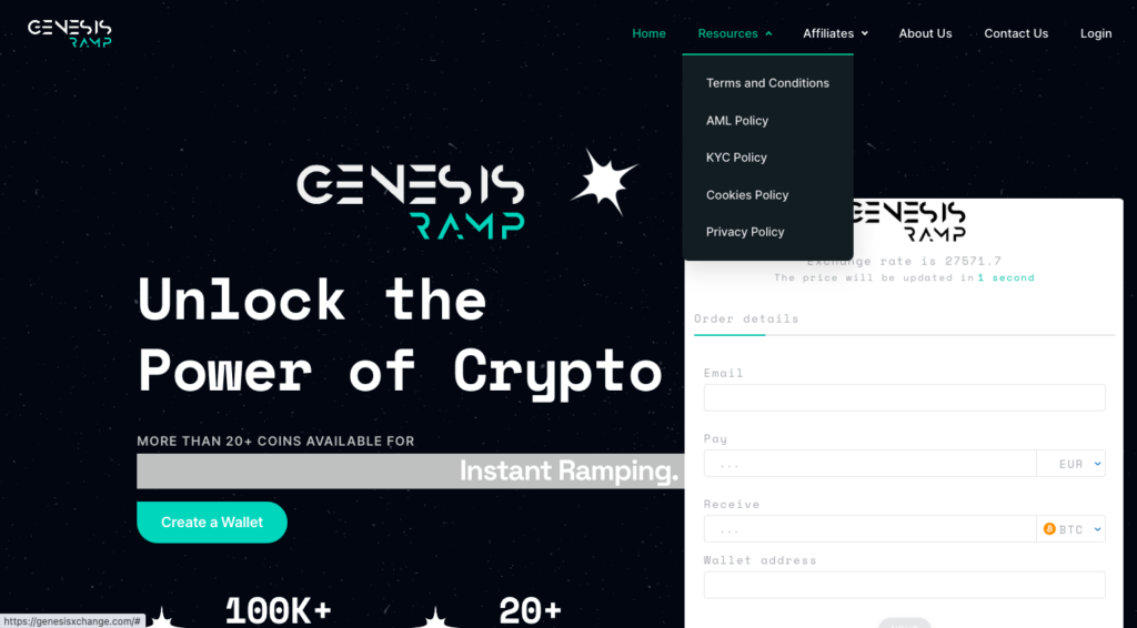 Genesis Exchange trading platform