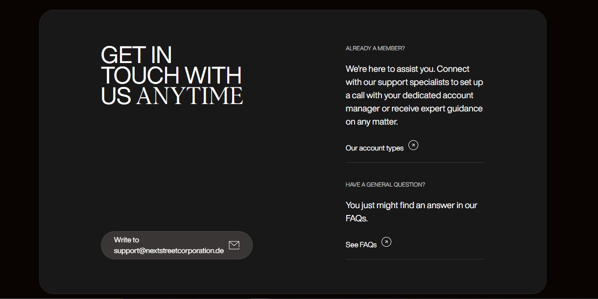 Next Street Corporation Customer Support Next Street Corporation Customer Support