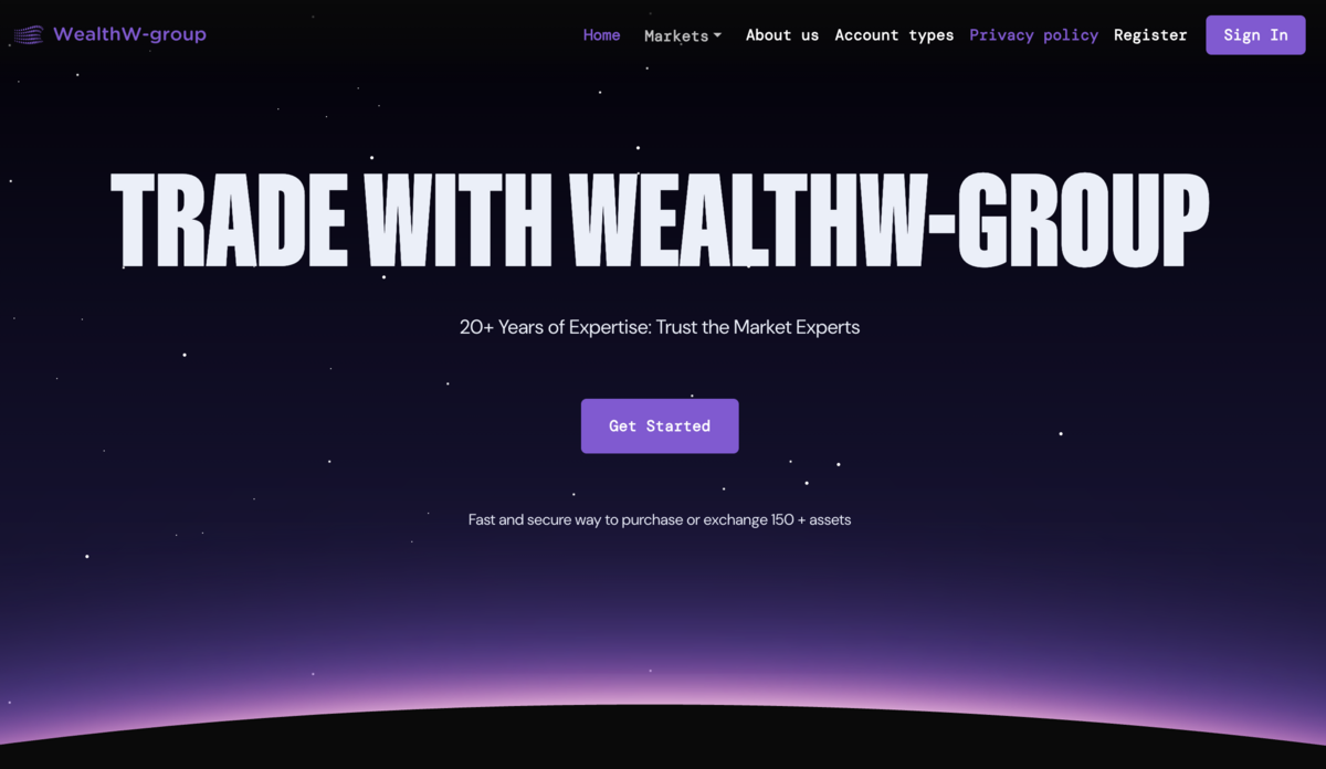 WealthW group home page screenshot