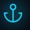 Blue anchor icon on dark background