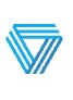 Blue triangular shield logo formed by overlapping chevrons, in varying light to dark blue tones.